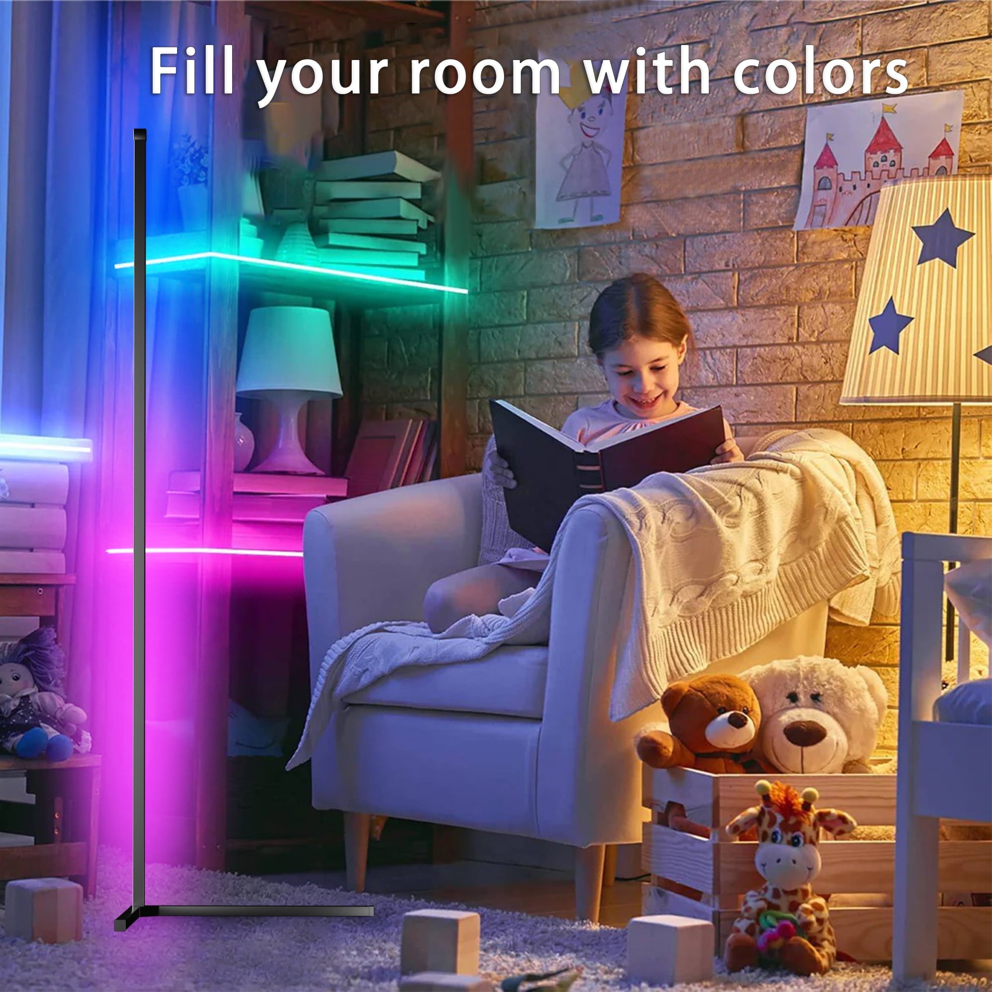 Cozylumi™ Modern LED Floor Lamp, USB Plug-in Music Sync Corner Lamp, APP Remote Control