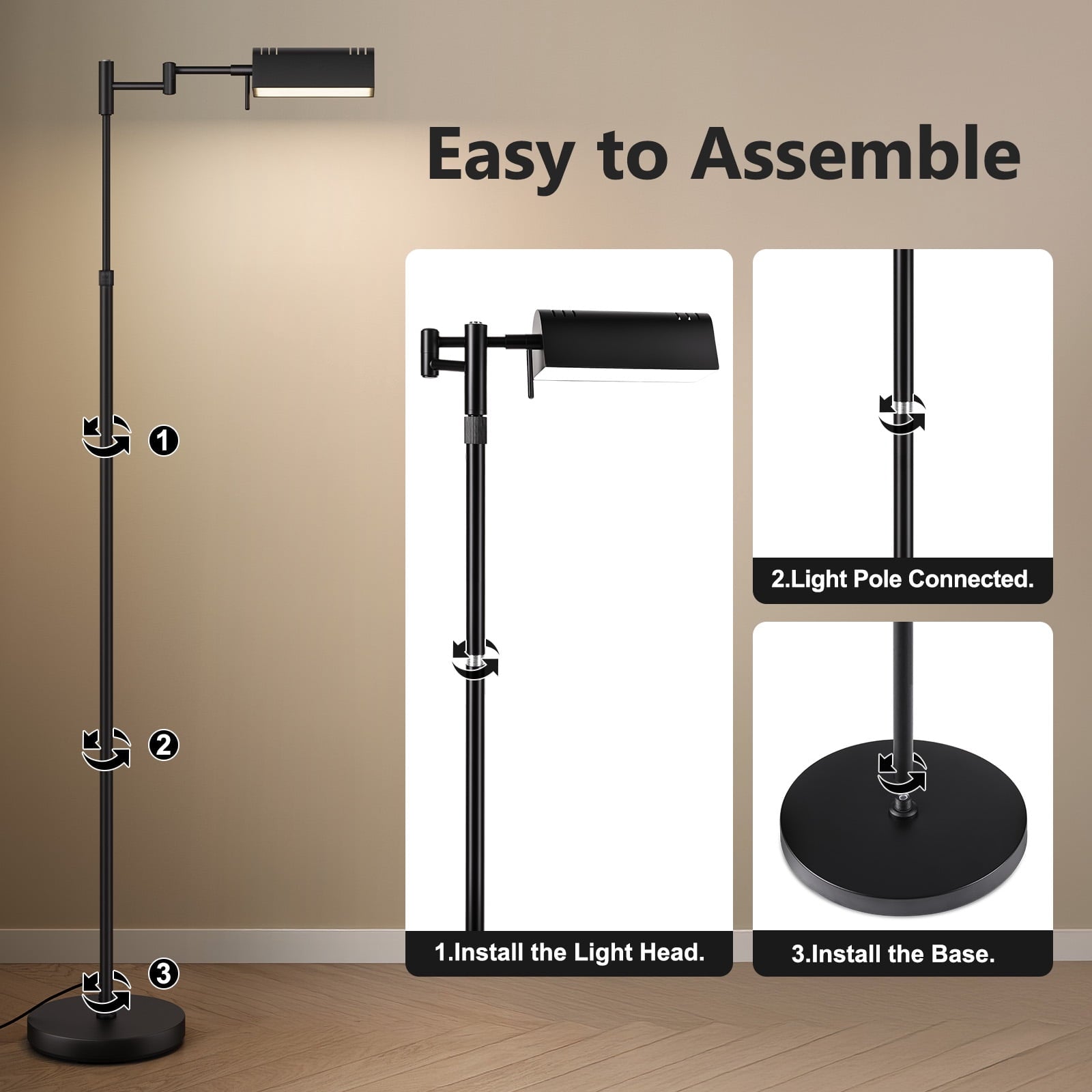 Cozylumi™ Floor Lamp, Pharmacy Swing Arm Floor Lamps for Living Room, 57" Tall
