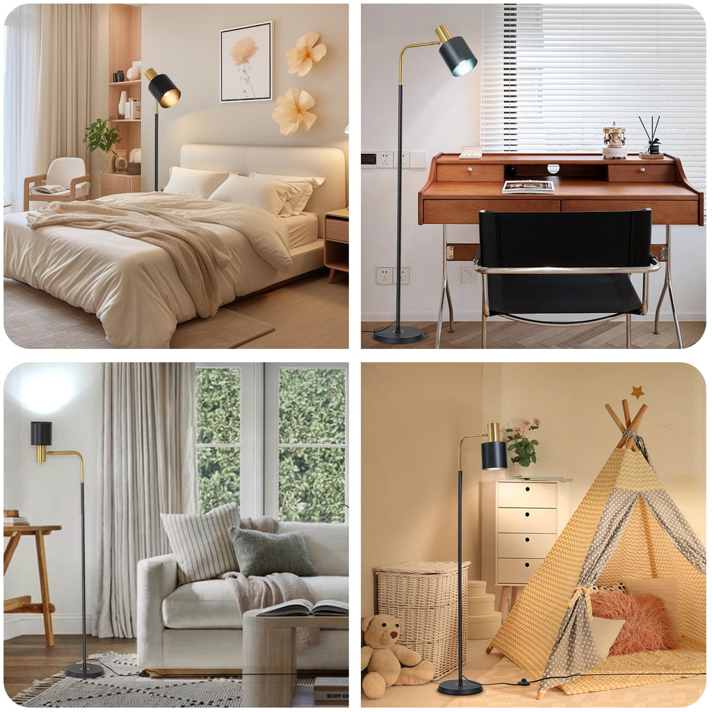 Cozylumi™ JOPESO Modern Industrial 59" Floor Lamp, Adjustable Lampshade Antique Brass &
