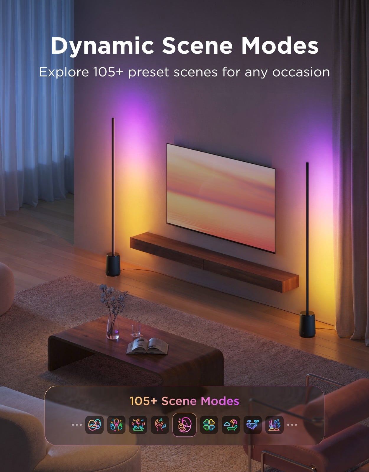 Cozylumi™ Govee Floor Lamp 3 Lite, Smart RGBIC LED Corner Lamp Compatible with Alexa