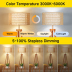 Cozylumi™ Boho Rattan Tripod Floor Lamp with Shelves, Dimmable Standing Lamp with