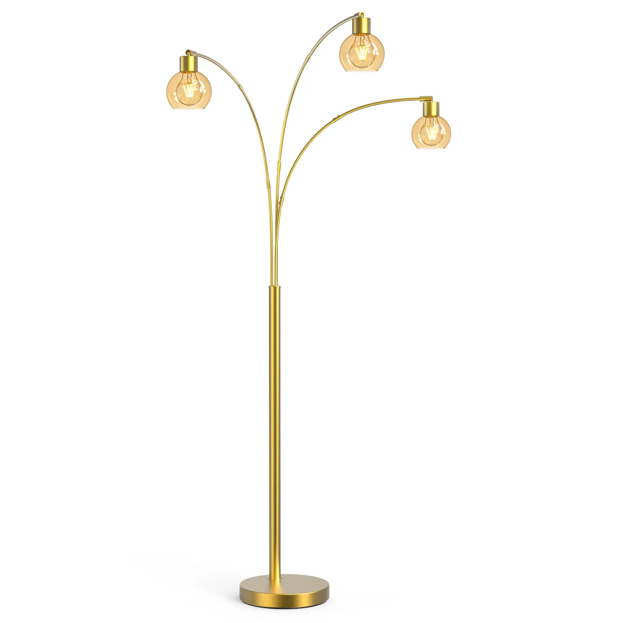 Cozylumi™ 72.8in 3-Light Arc Floor Lamp Brushed Gold , Modern Industrial Standing Tree