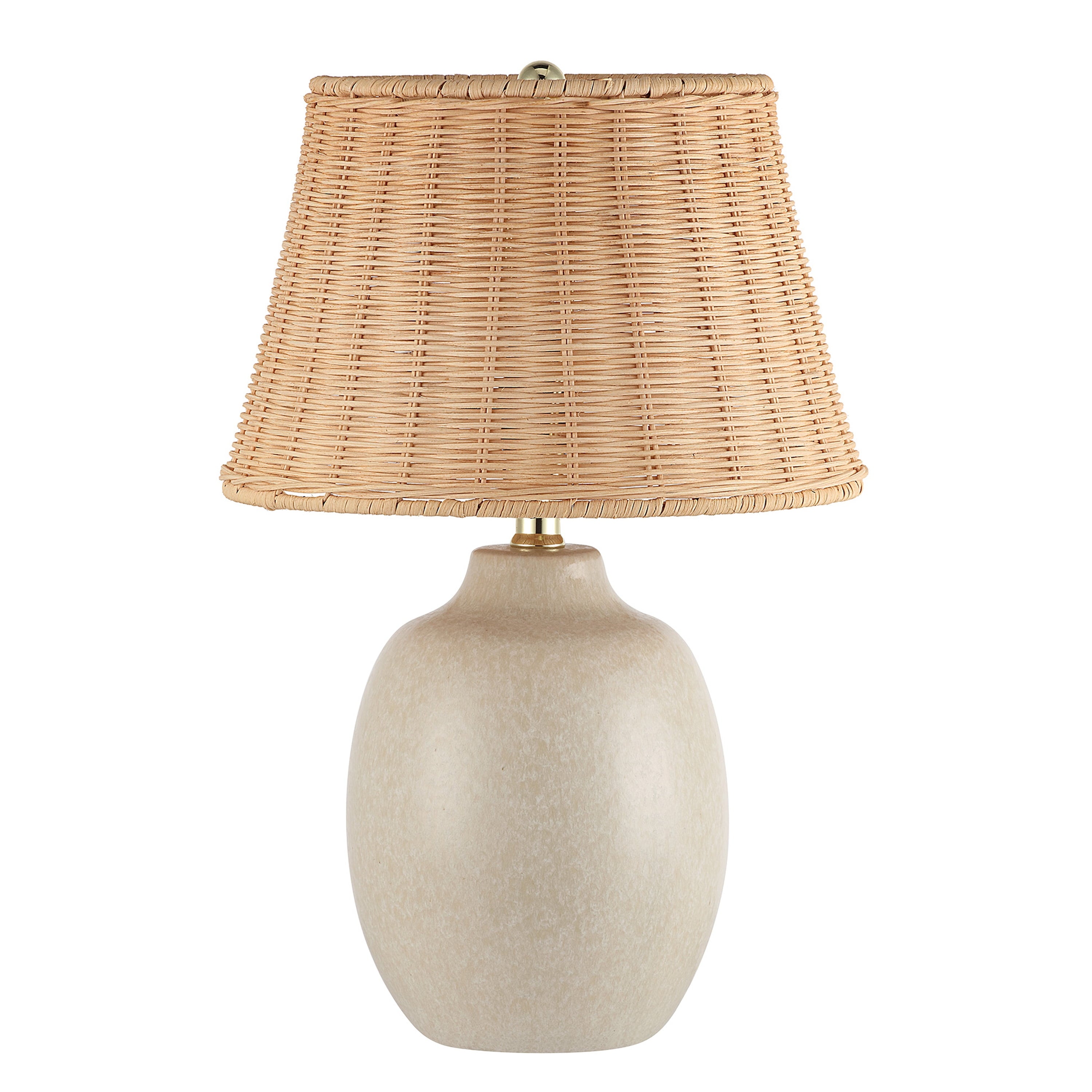 Cozylumi™ Cream Reactive Ceramic Table Lamp with Natural Rattan Shade, 18 in