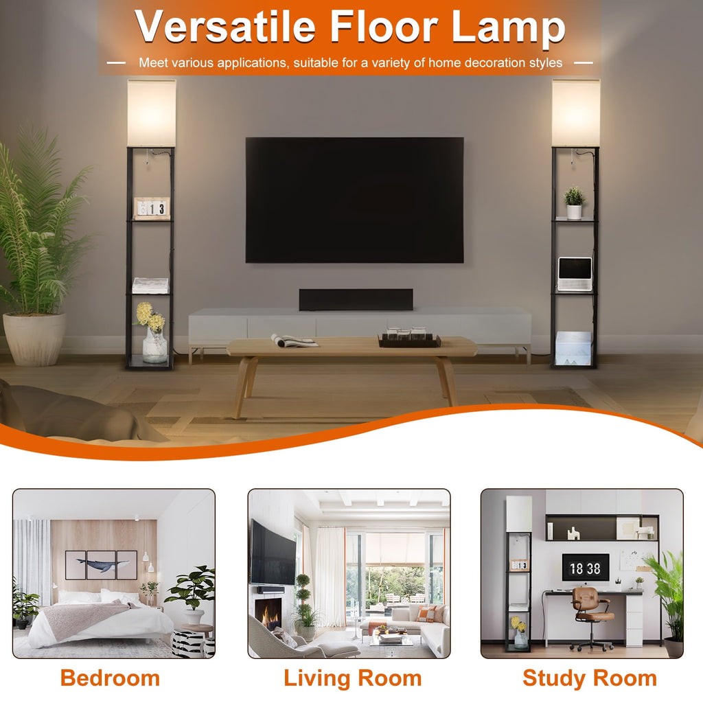 Cozylumi™ Vesteel Floor Lamp with 3-Tier Shelves, Standing Lamp with 3 Color Adjustable
