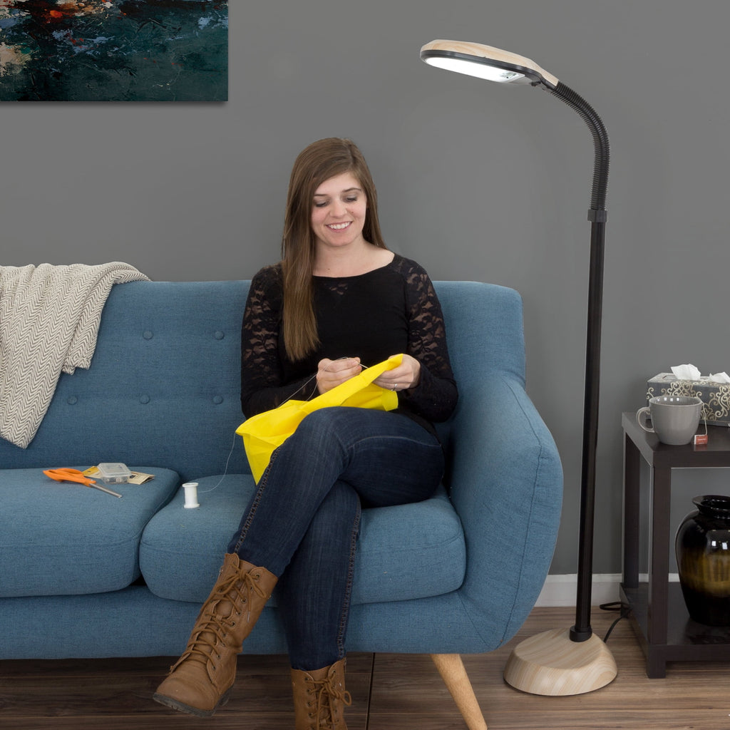 Cozylumi™ 62-inch Natural Sunlight Floor Lamp with Bendable Neck, Light Woodgrain
