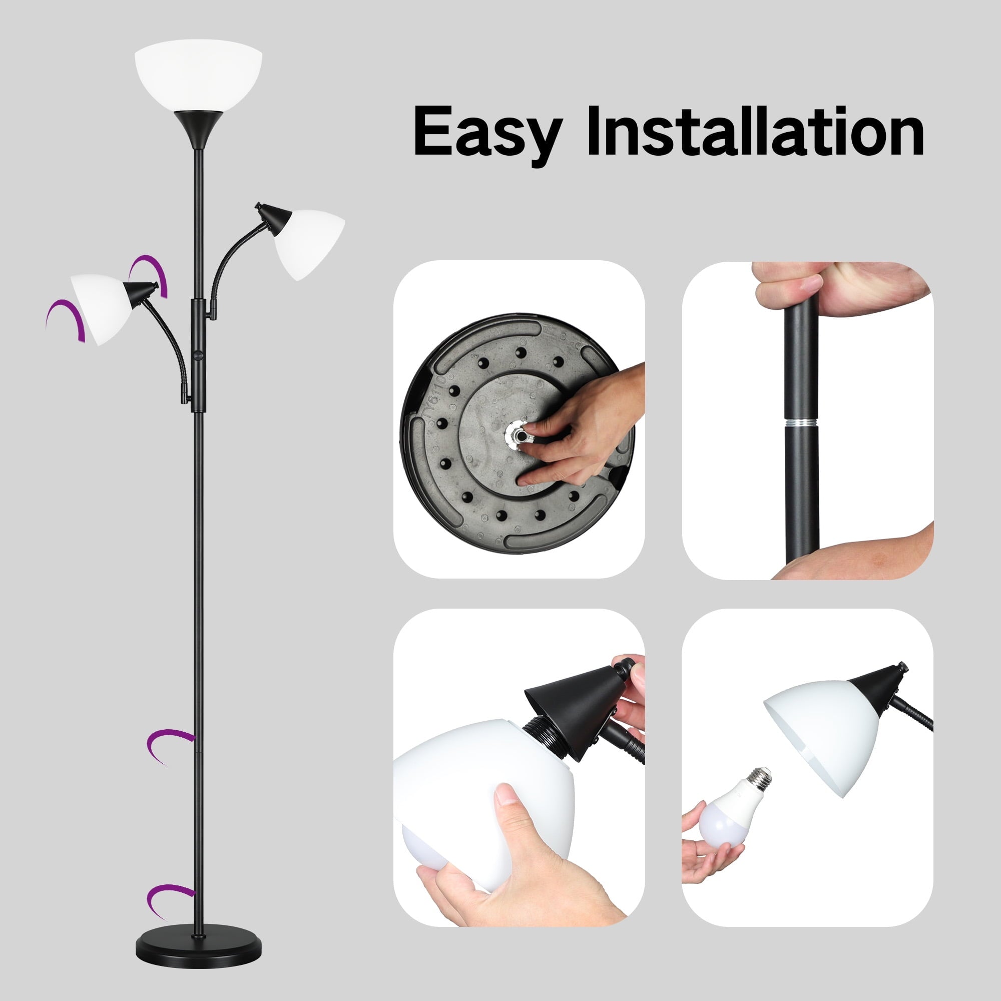 Cozylumi™ Floor Lamp with Reading Light for Living Room, LED Standing Lampwith Remote