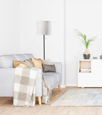 Cozylumi™ 56.5 in Floor Lamp, Black Finish with White Fabric Shade