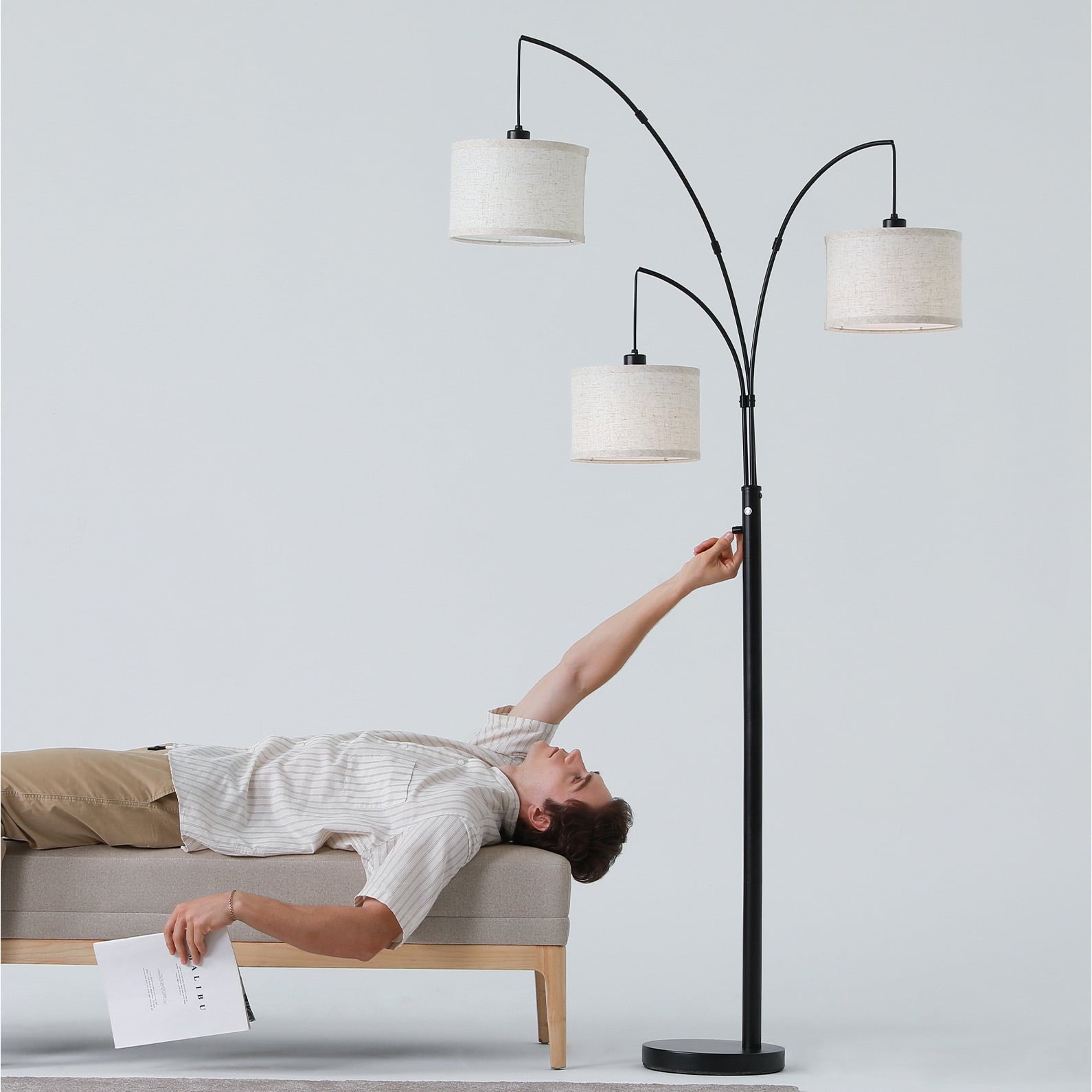 Cozylumi™ 3 Lights Floor Lamp for Living Room, 78" Tall Standing Lamp with Hanging Drum