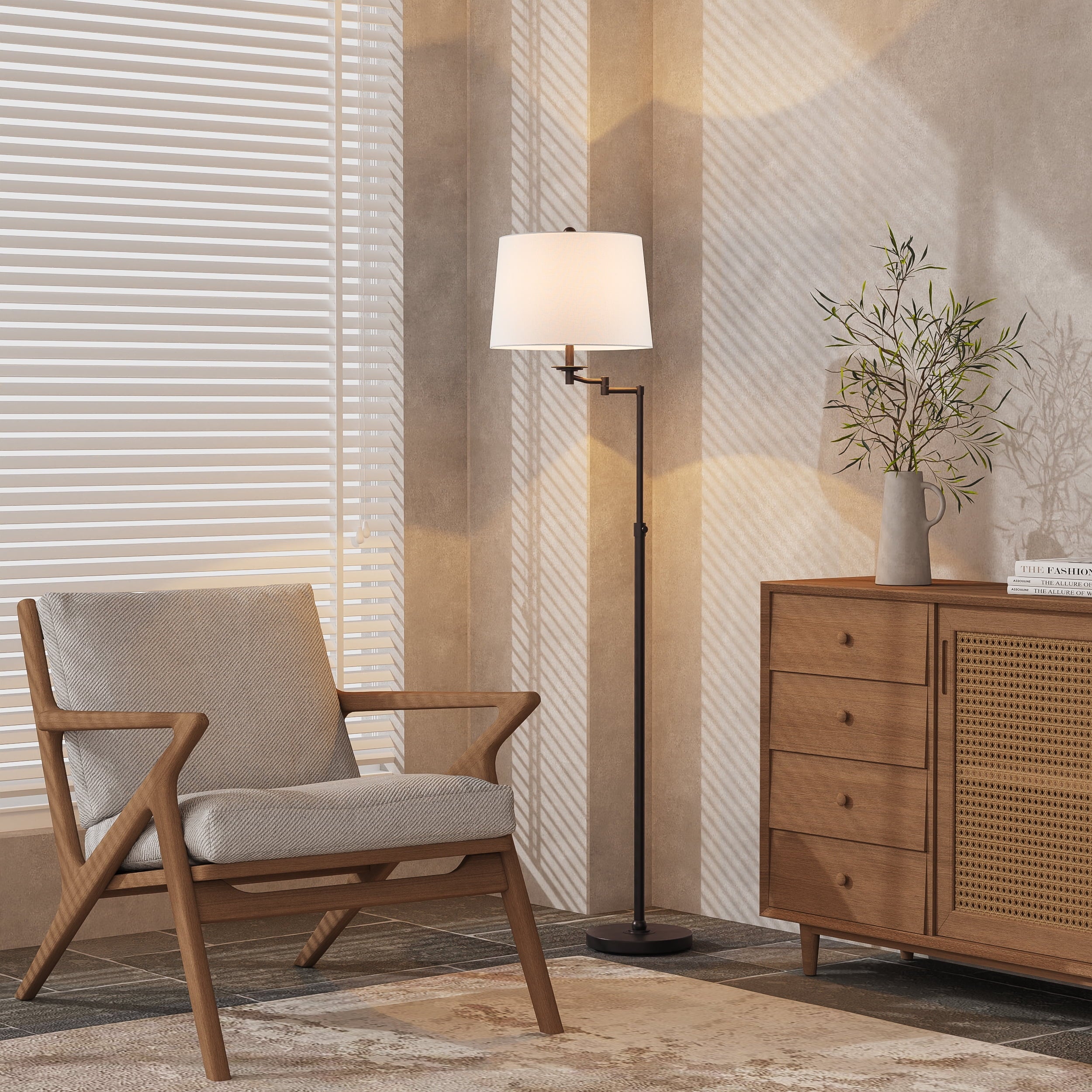 Cozylumi™ KAWOTI 64.5" Adjustable Floor Lamp with Swing Arm, 3-Way Dimmable Standing