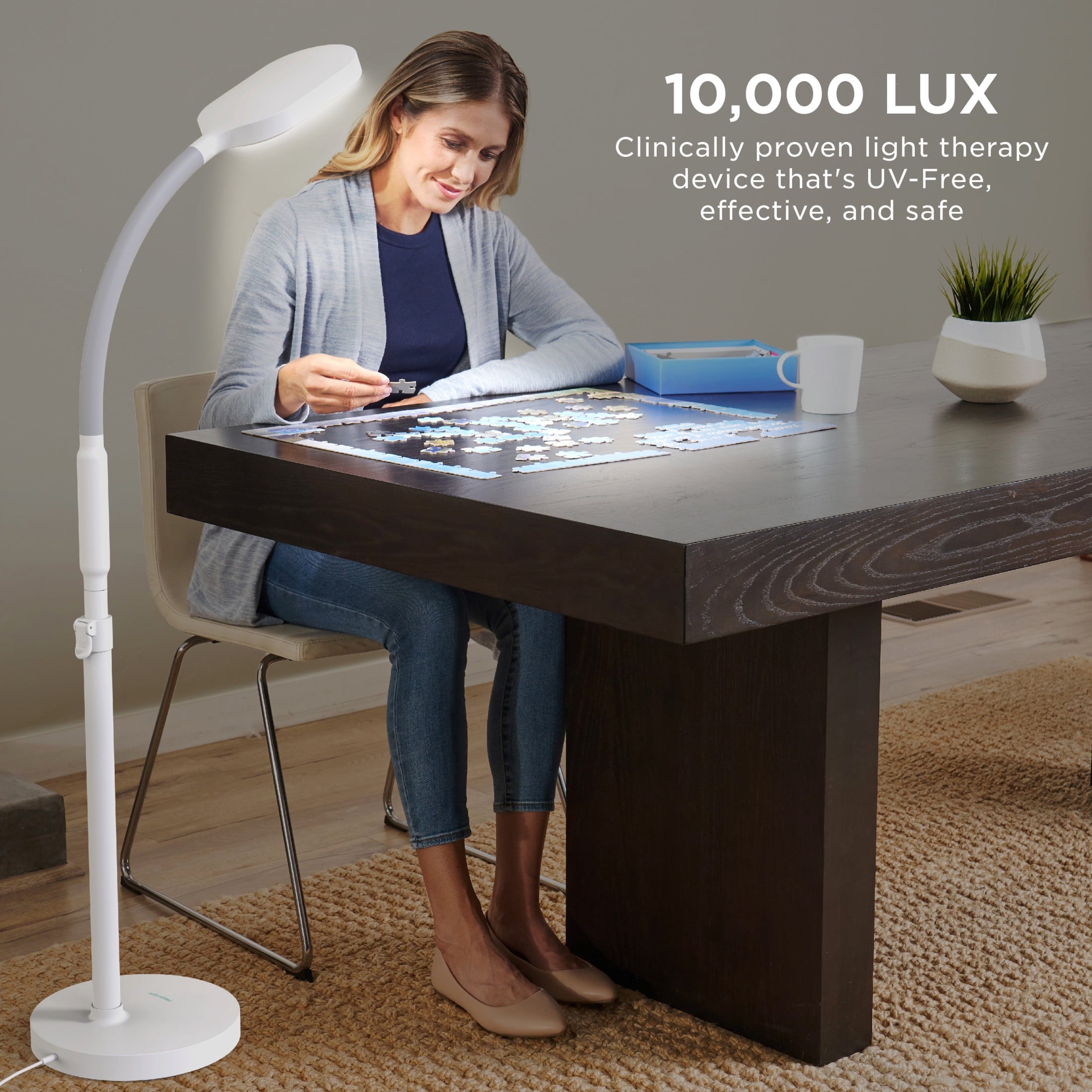Cozylumi™ Verilux HappyLight Duo 2-in-1 Light Therapy & Floor Lamp White VT39WW1