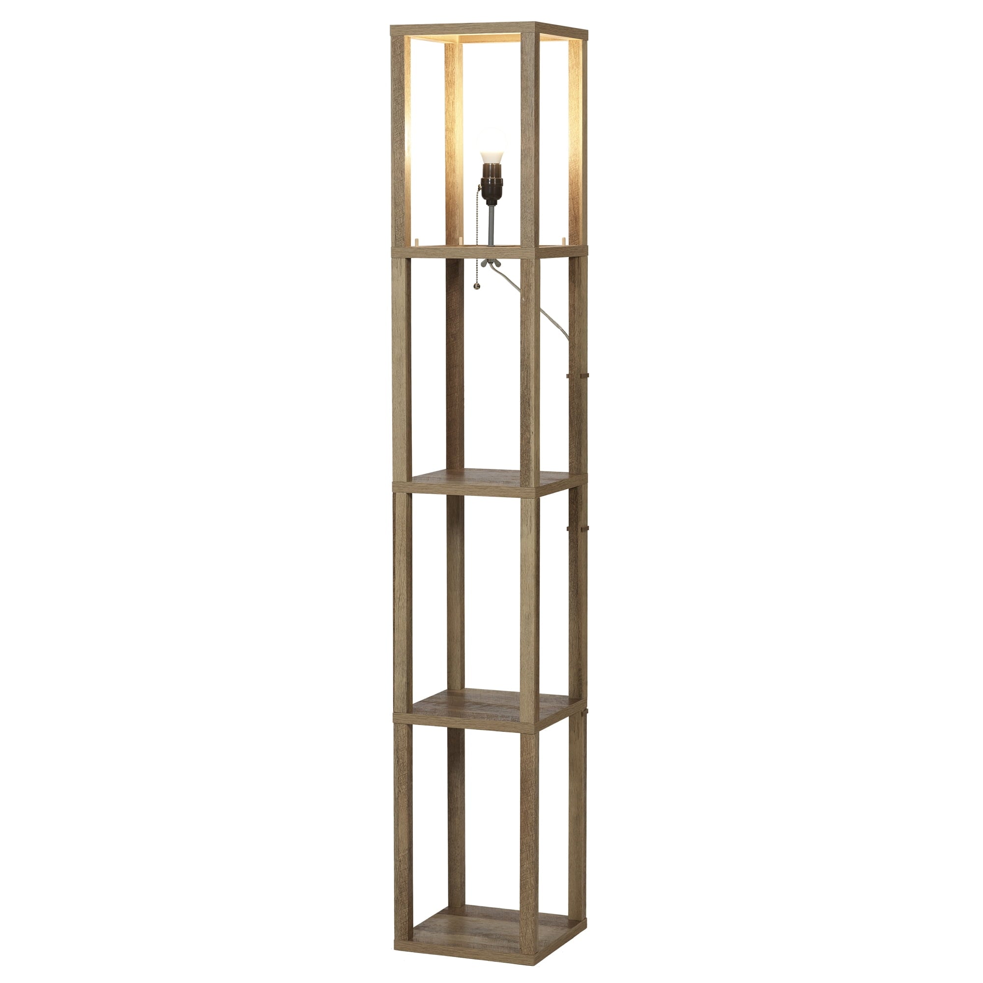 Cozylumi™ 62.25" Modern Pull Chain Weathered Floor Lamp with Natural Square Shade