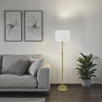 Cozylumi™ 59.5 in Gold Stick Floor Lamp with White Fabric Shade
