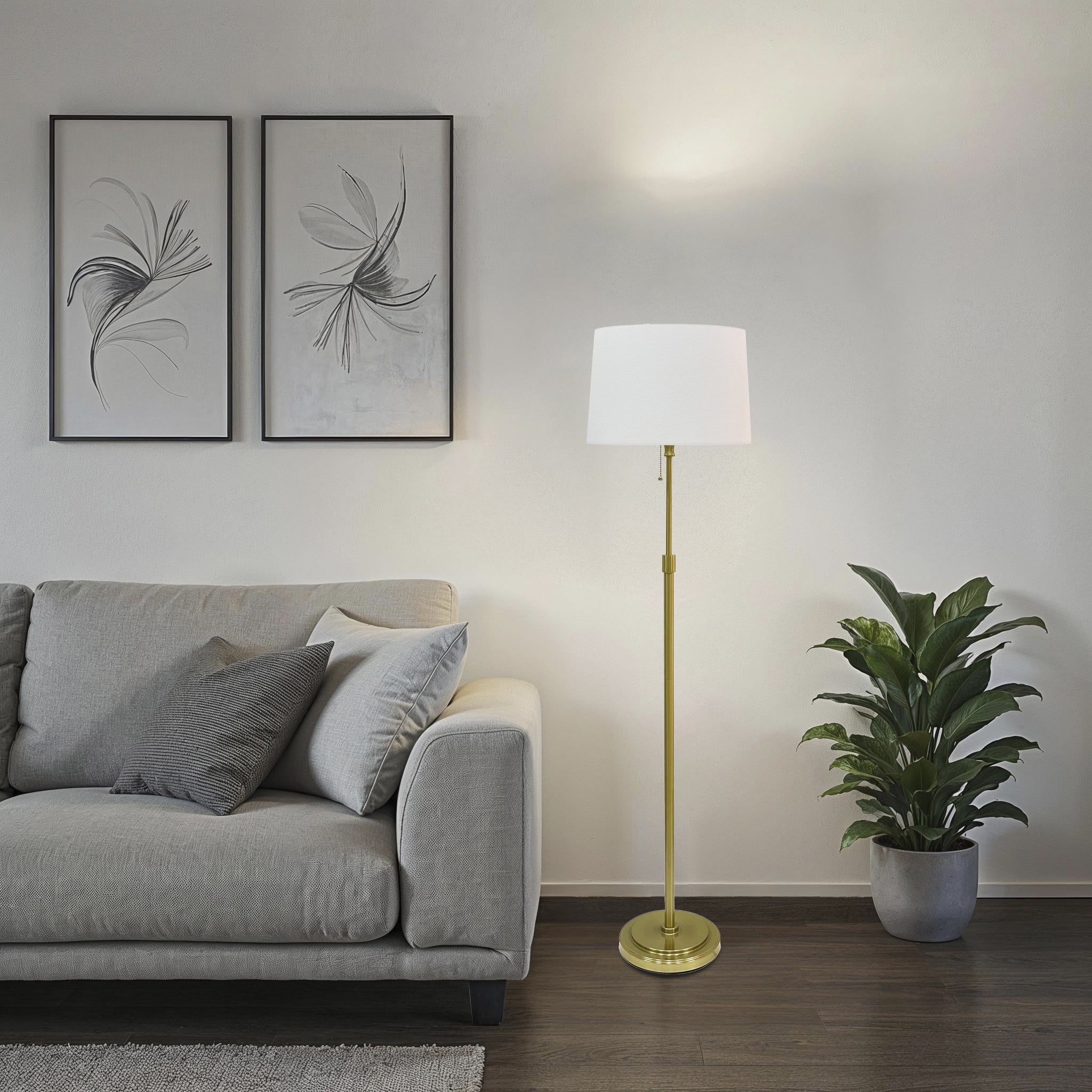 Cozylumi™ 59.5 in Gold Stick Floor Lamp with White Fabric Shade