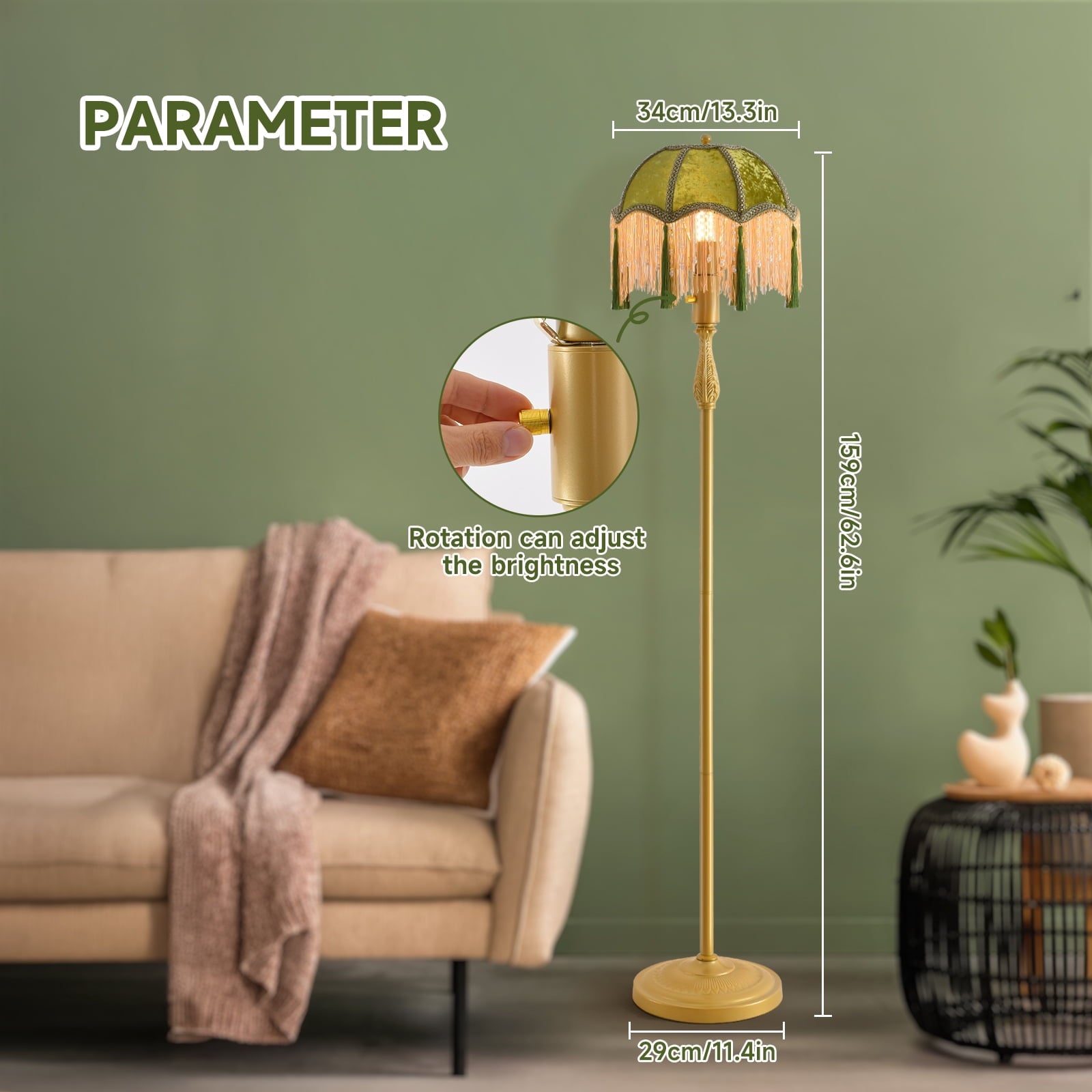 Cozylumi™ Retro tassel floor lamp with adjustable light simple upright metal base LED