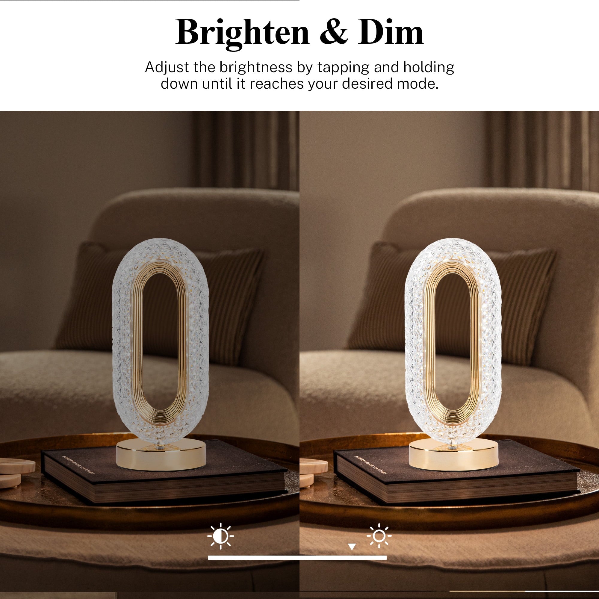 Cozylumi™ Madison Small Table Lamp, Touch Lamps for Bedroom, LED Rechargeable Lamp