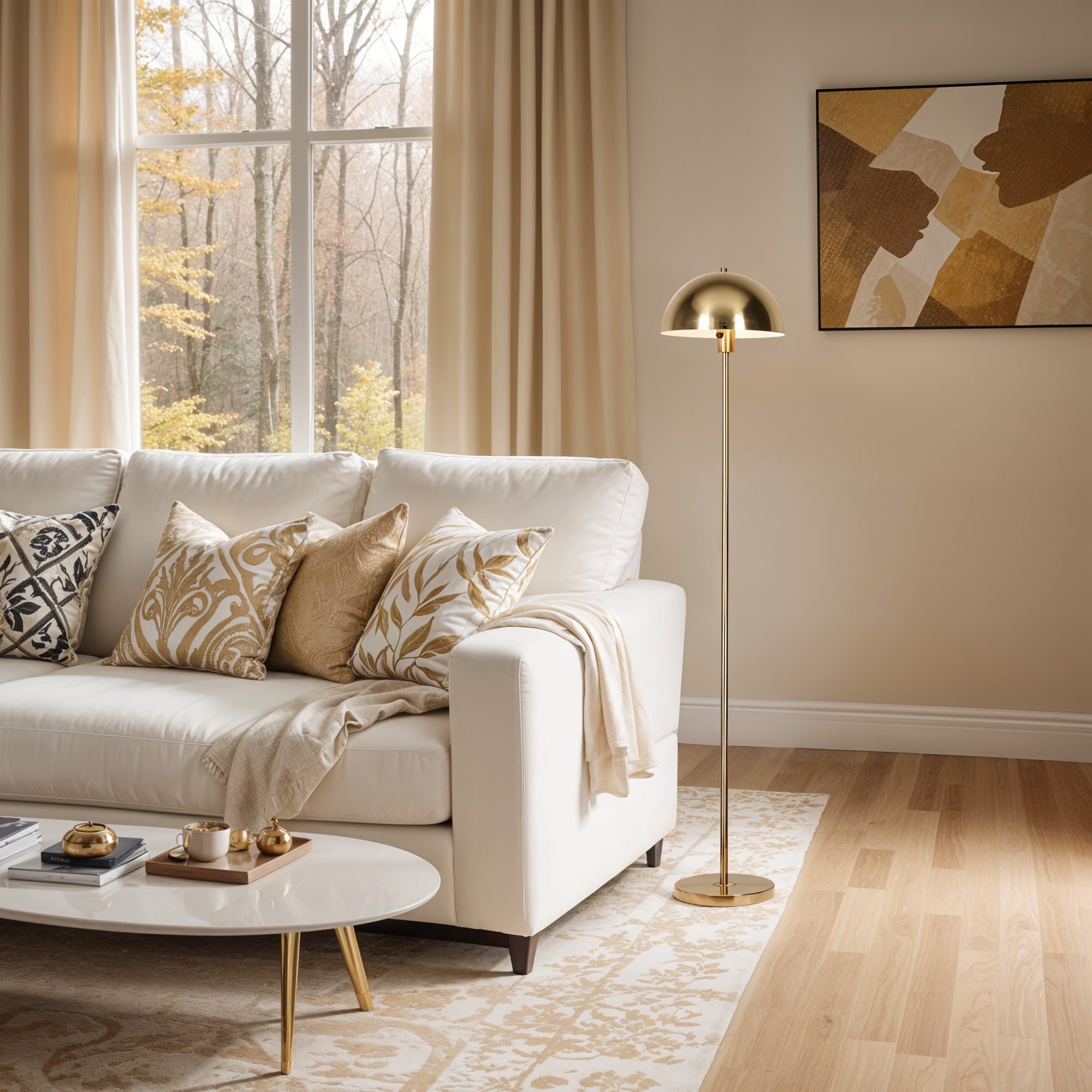 Cozylumi™ Vega 56'' Floor Lamp with Brushed Gold Metal Dome Shade Modern Floor Light