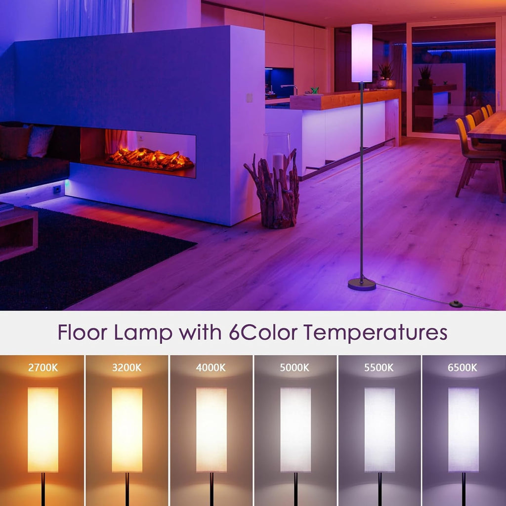 Cozylumi™ Neoglint Modern RGB Floor Lamp, Tall Dimmable Standing Light with App &