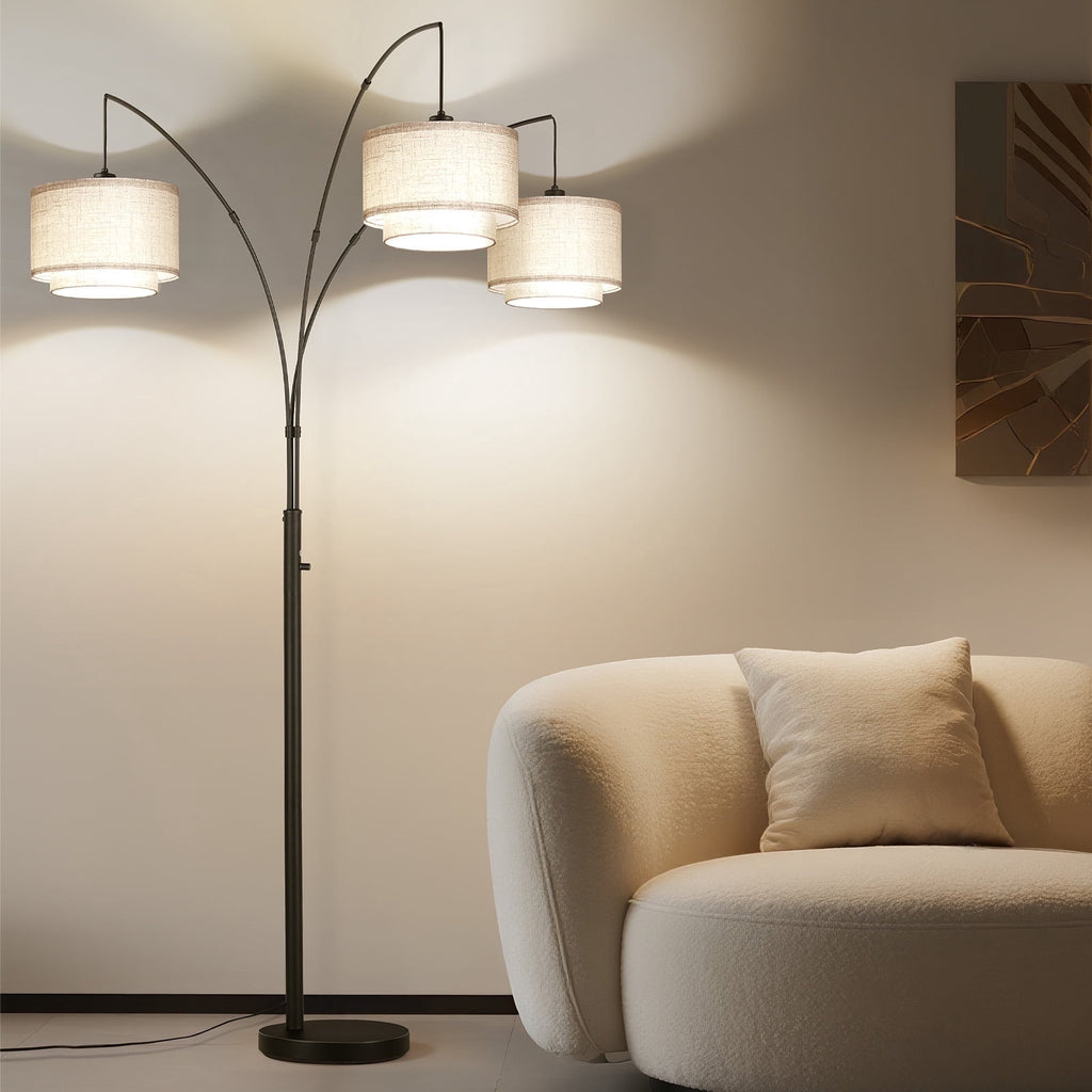 Cozylumi™ 3 Lights Tree Floor Lamp, 81.5" Tall Standing Lamp with Hanging Dual Drum