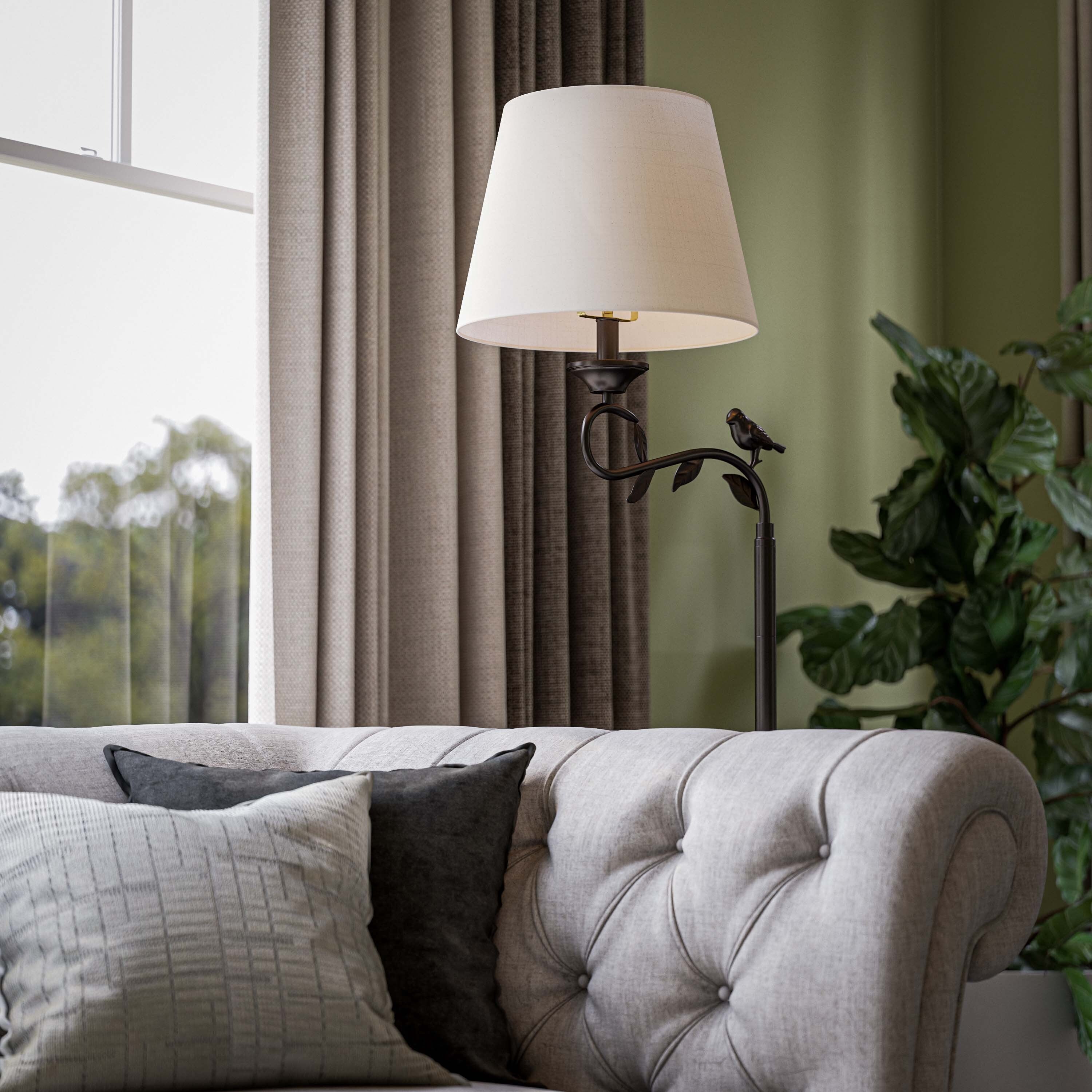 Cozylumi™ Birdsong 60'' Dimmable Floor Lamp with Oatmeal Fabric Empire Shade