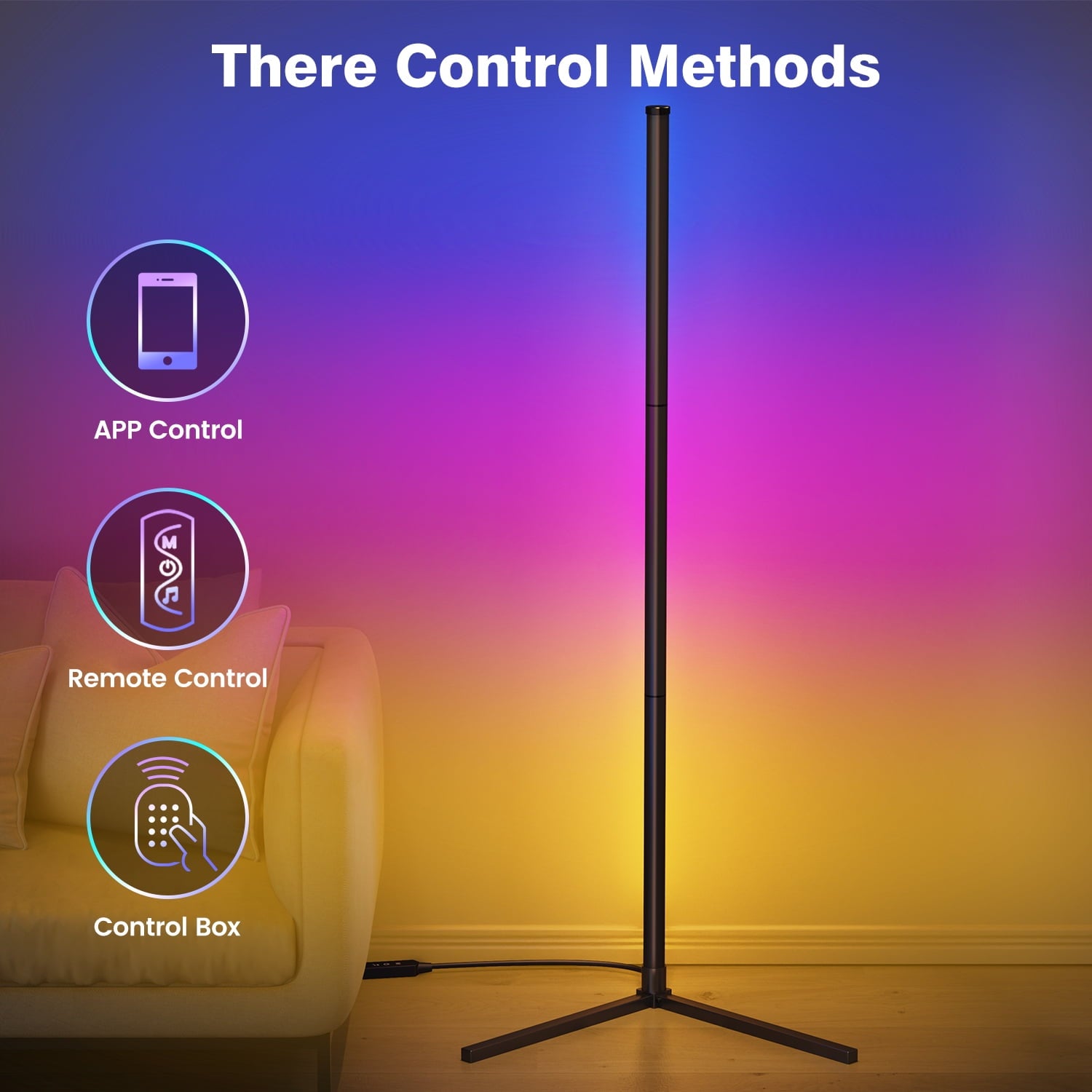Cozylumi™ New Bee 49" RGB Corner Floor Lamps, Color Changing LED Lights for Home Bar
