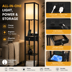 Cozylumi™ Floor Lamp with Shelves & Drawer, LED Standing Lamps with 3 Color