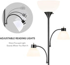 Cozylumi™ Lumadin 71'' Black Floor Lamp With 2 Adjustable Reading Lamp, Modern Design,3