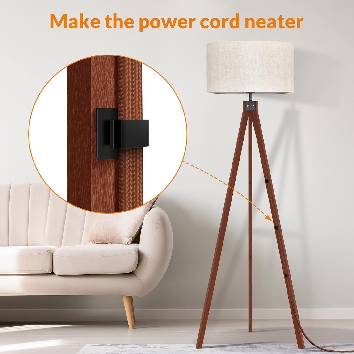 Cozylumi™ Wood Tripod Floor Lamp, Mid Century Standing Lamp, Modern Design Floor Light