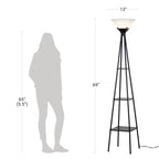Cozylumi™ Metal Etagere Floor Lamp with Shelves, Charcoal Finish