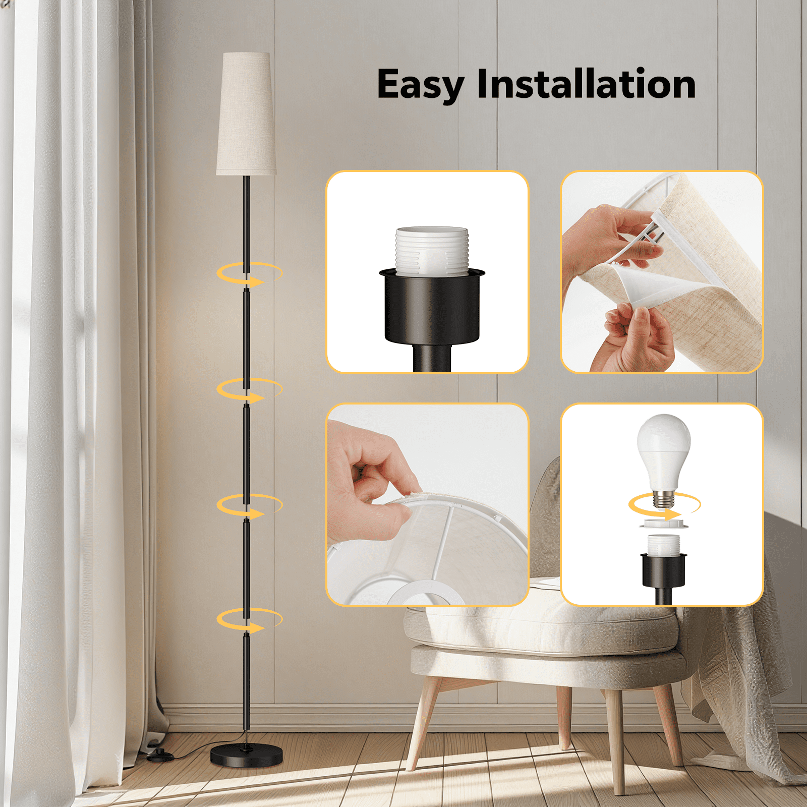 Cozylumi™ 66" Floor Lamp for Living Room, Modern Standing Lamp with 3 Color