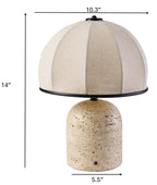 Cozylumi™ Rechargeable 14 in Stone Gourd Table Lamp with Fabric Dome Shade