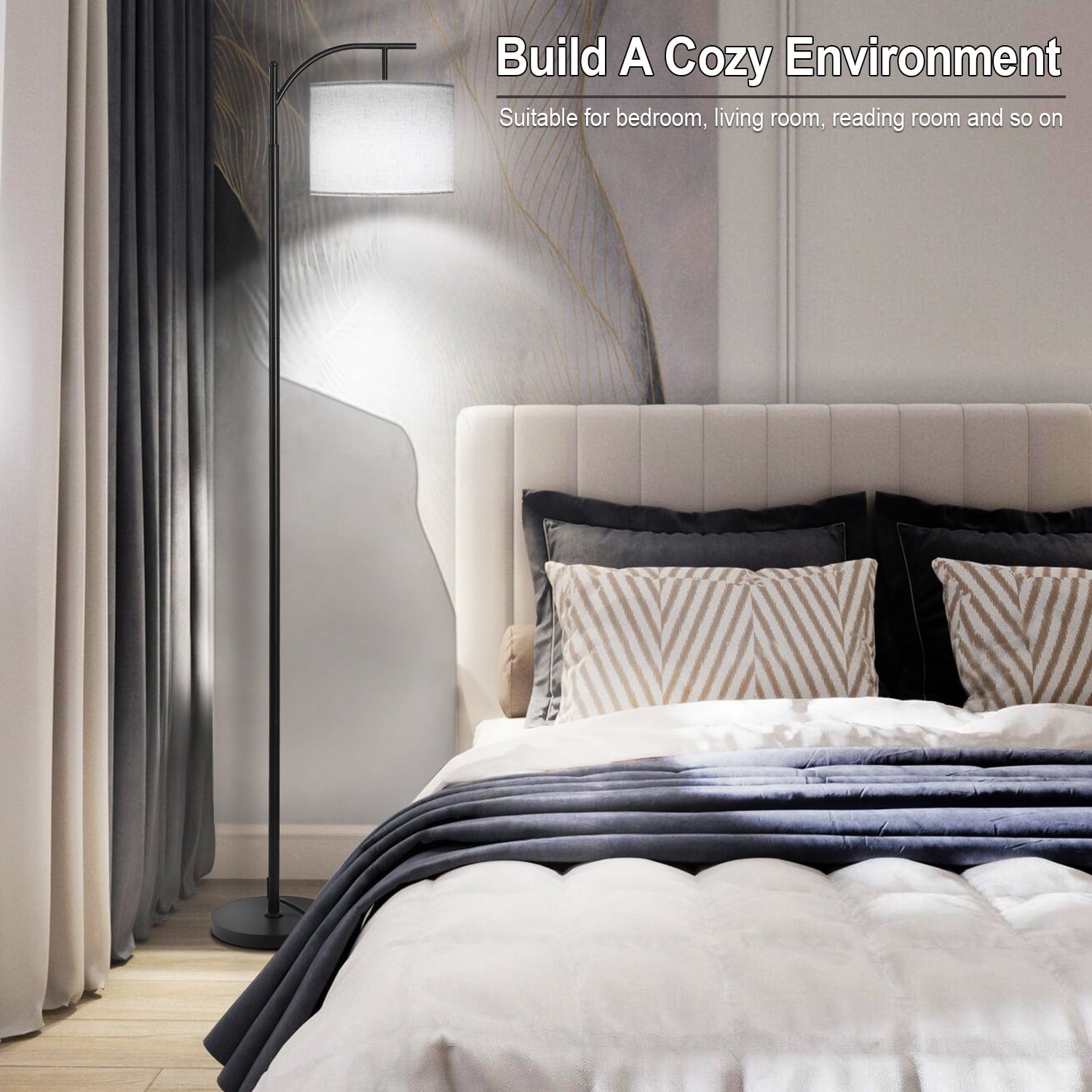 Cozylumi™ Vesteel Floor Lamp, Standing Lamp with 3 Color Temperatures LED Bulb &