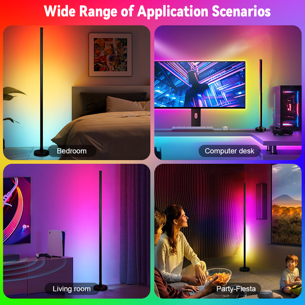 Cozylumi™ LED Corner Floor Lamp, LED Corner Lamp with App and Remote Control, RGB 16
