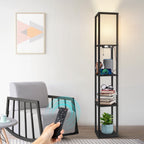 Cozylumi™ Floor Lamp with Shelves and Charging, 63.7'' Dimmable Standing Tall Wood