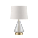 Cozylumi™ 18 in Clear Glass Table Lamp with Brass Metal Base and Beige Shade