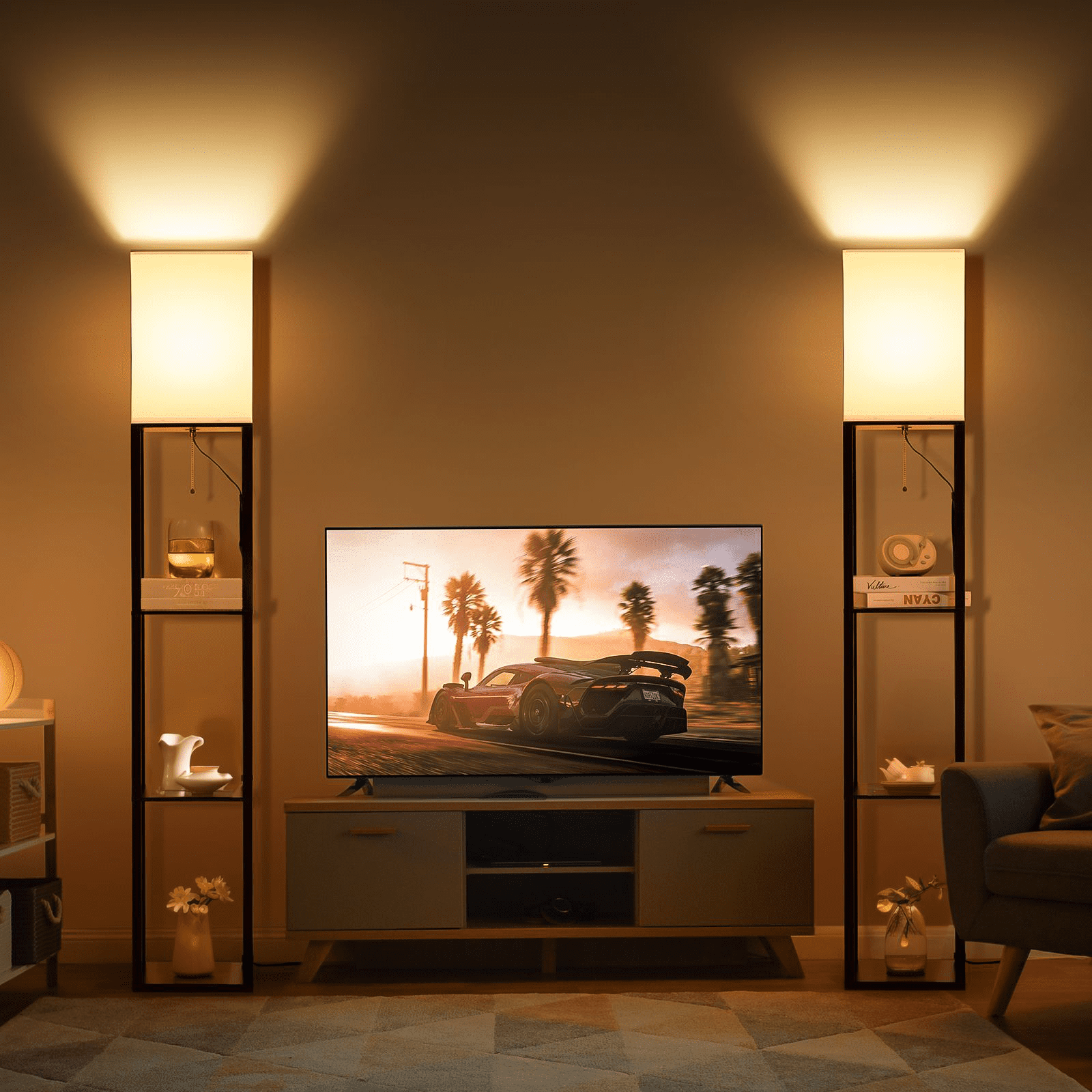 Cozylumi™ 63'' Floor Lamps with Shelves, Home Standing Lamp, Include 1000 Lumens