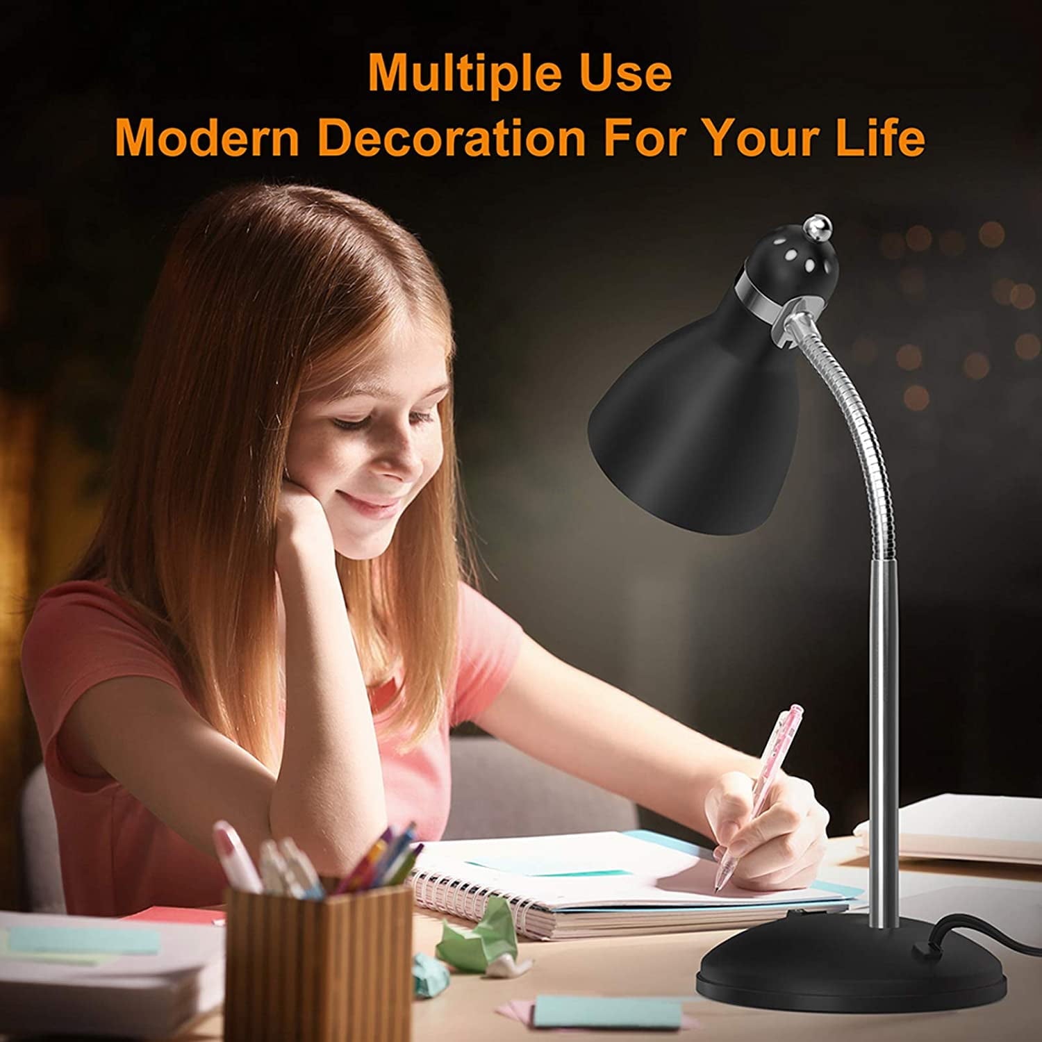 Cozylumi™ Metal Desk Lamp, Adjustable Gooseneck Reading Lamp for Home, Office, Bedroom