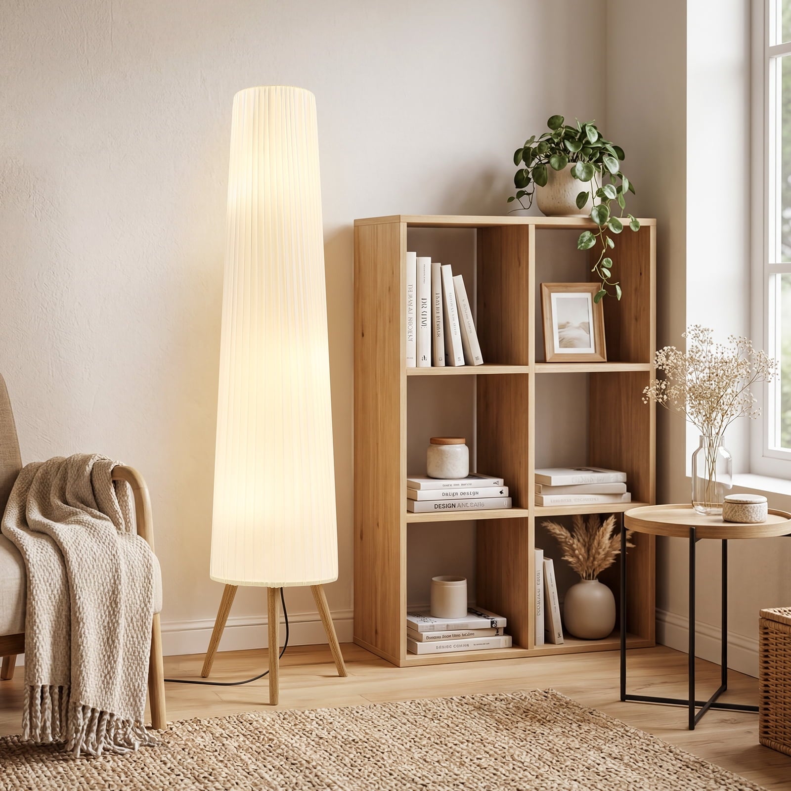 Cozylumi™ 60 Inch White Wood Floor Lamp Adjustable Color Temperature Light with Three