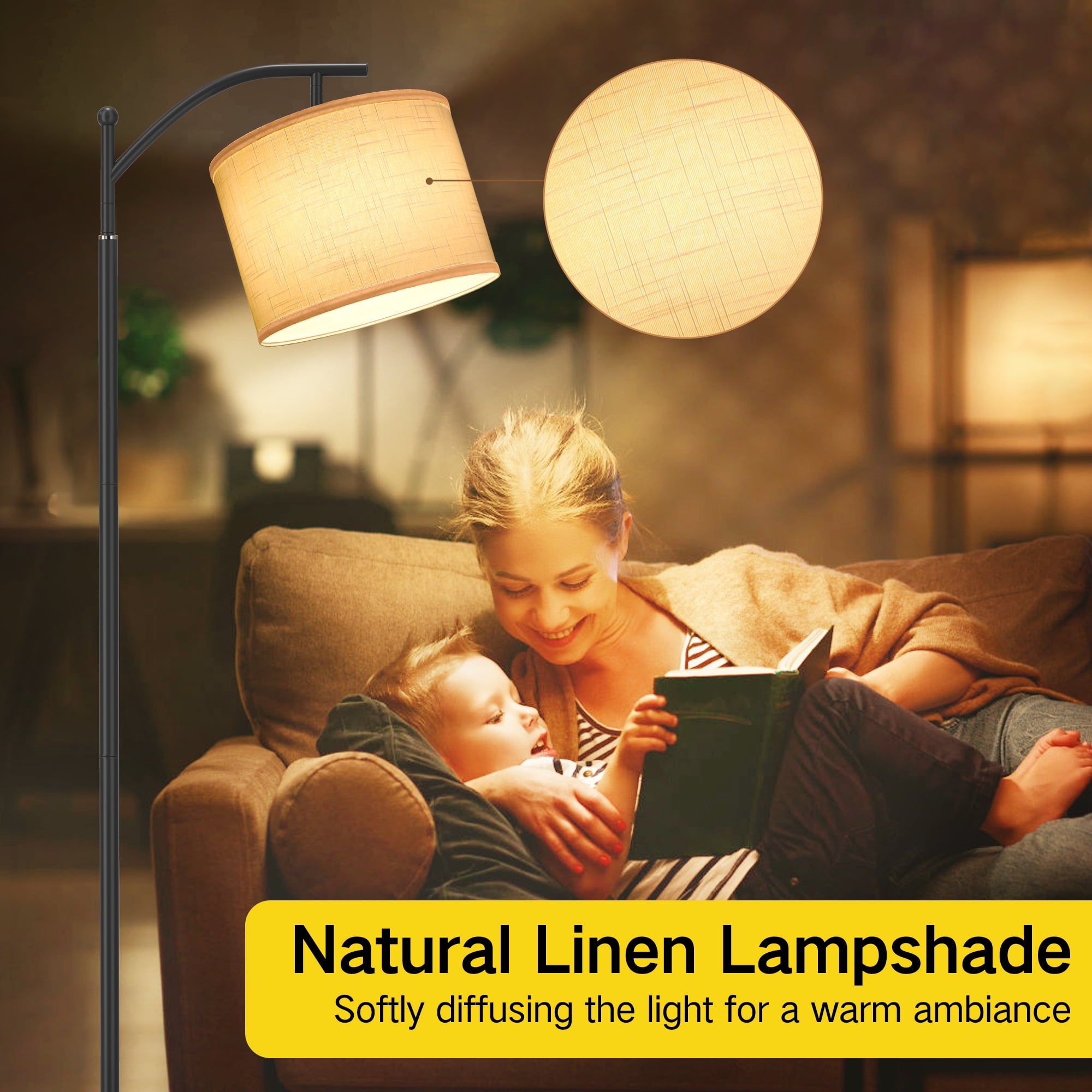 Cozylumi™ 63" Arc Floor Lamp for Living Room, Modern Standing Lamp with Hanging Linen