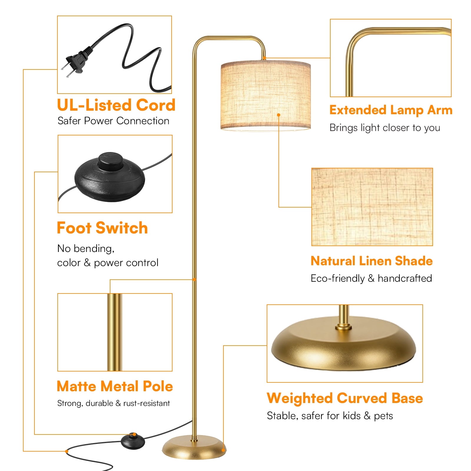 Cozylumi™ Floor Lamp for Living Room, Tall Standing Lamp with 3 Color Temperatures, 850