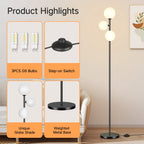 Cozylumi™ 71" Globe Floor Lamp for Living Room Clearance, Modern 3 light Standing Lamp