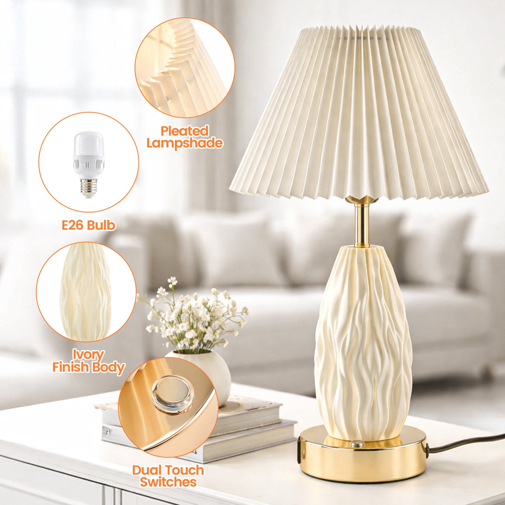 Cozylumi™ GVDV HOME 17.5" Table Lamp with USB A&C Ports and Night Light, Touch Control