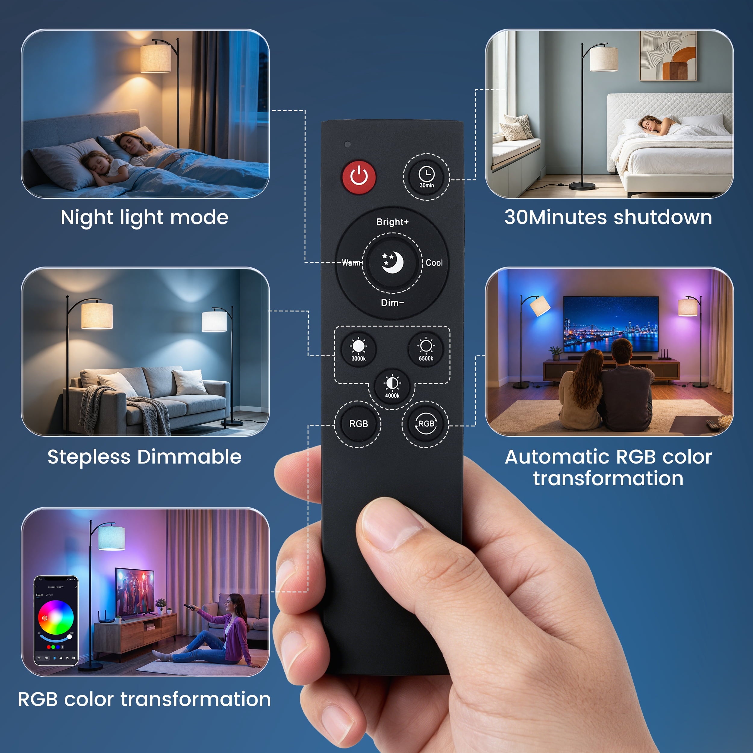 Cozylumi™ RELOIVE Floor Lamp for Living Room - Smart Arc Floor Lamp with APP & Remote