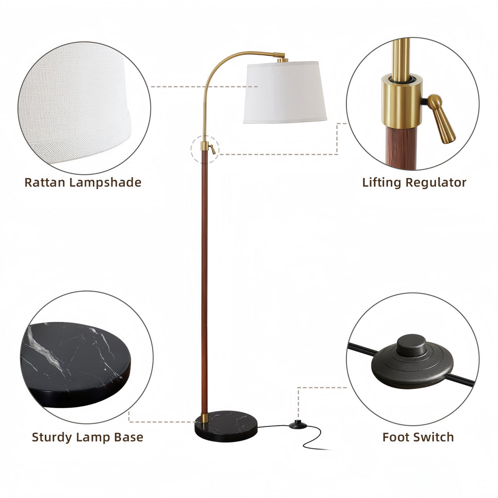 Cozylumi™ RORIA 64 Modern Floor Lamp, Height Adjustable Curved Standing Lamp,for