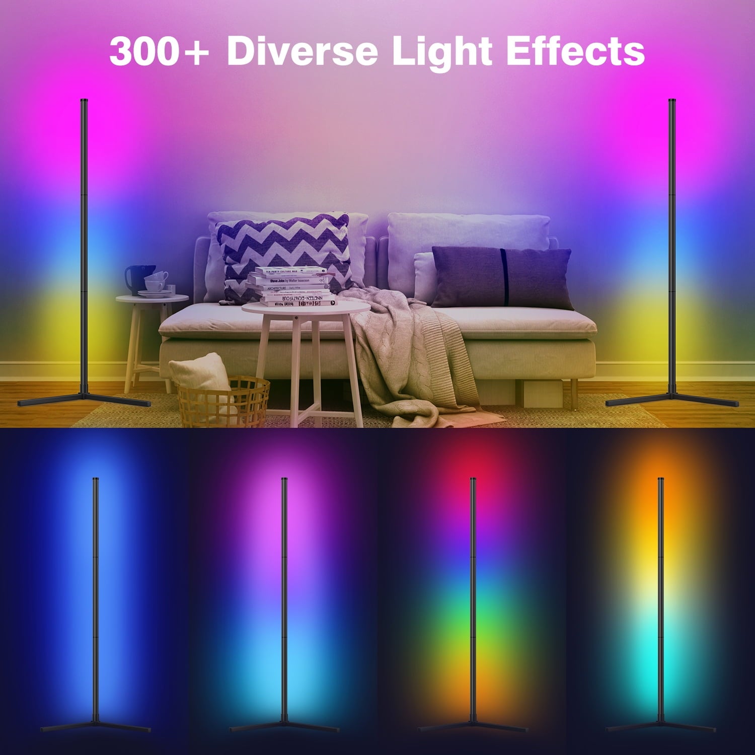 Cozylumi™ New Bee 49" RGB Corner Floor Lamps, Color Changing LED Lights for Home Bar
