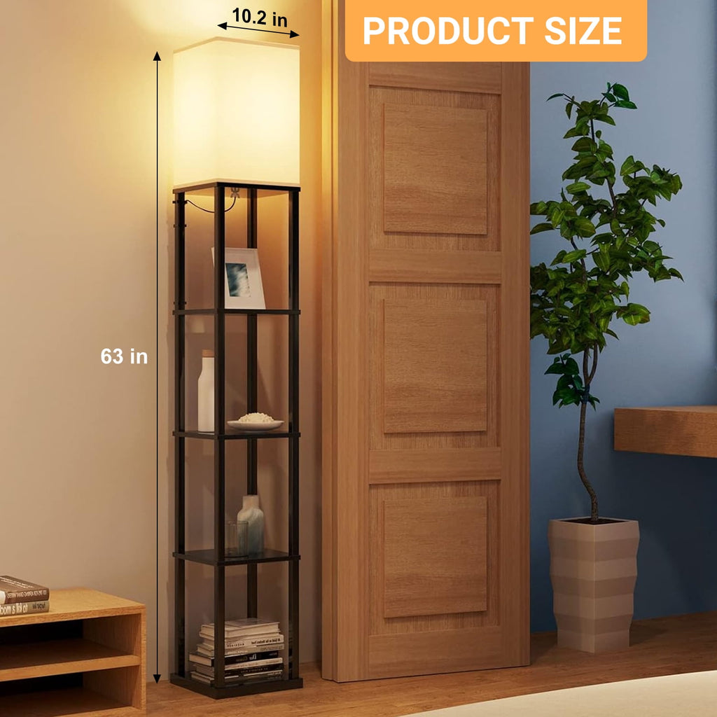 Cozylumi™ Foukus 63" Floor Lamp with Shelves: Lamp for Living Room with 3 Adjustable
