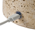 Cozylumi™ Rechargeable 14 in Stone Gourd Table Lamp with Fabric Dome Shade