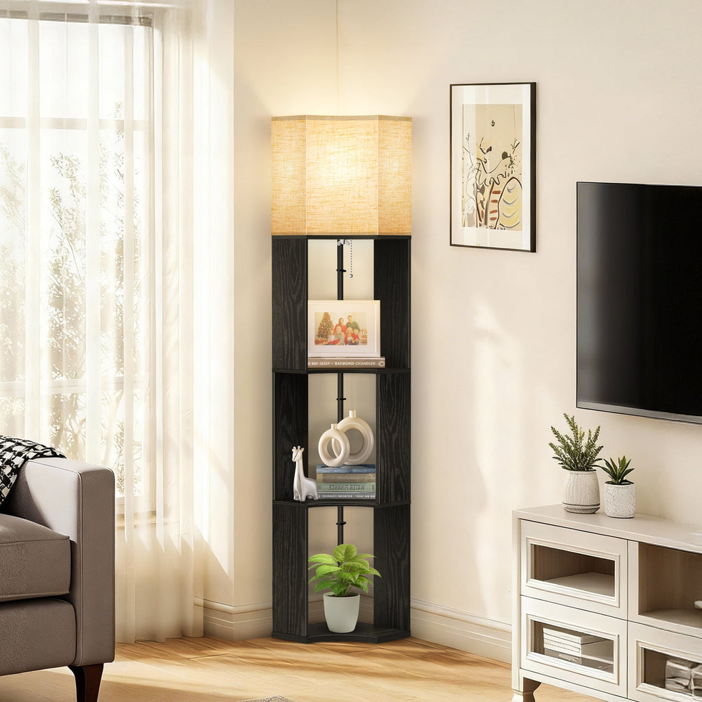 Cozylumi™ Floor Lamp with Shelves, Standing Lamp with 3 Color Temperature LED Bulb for