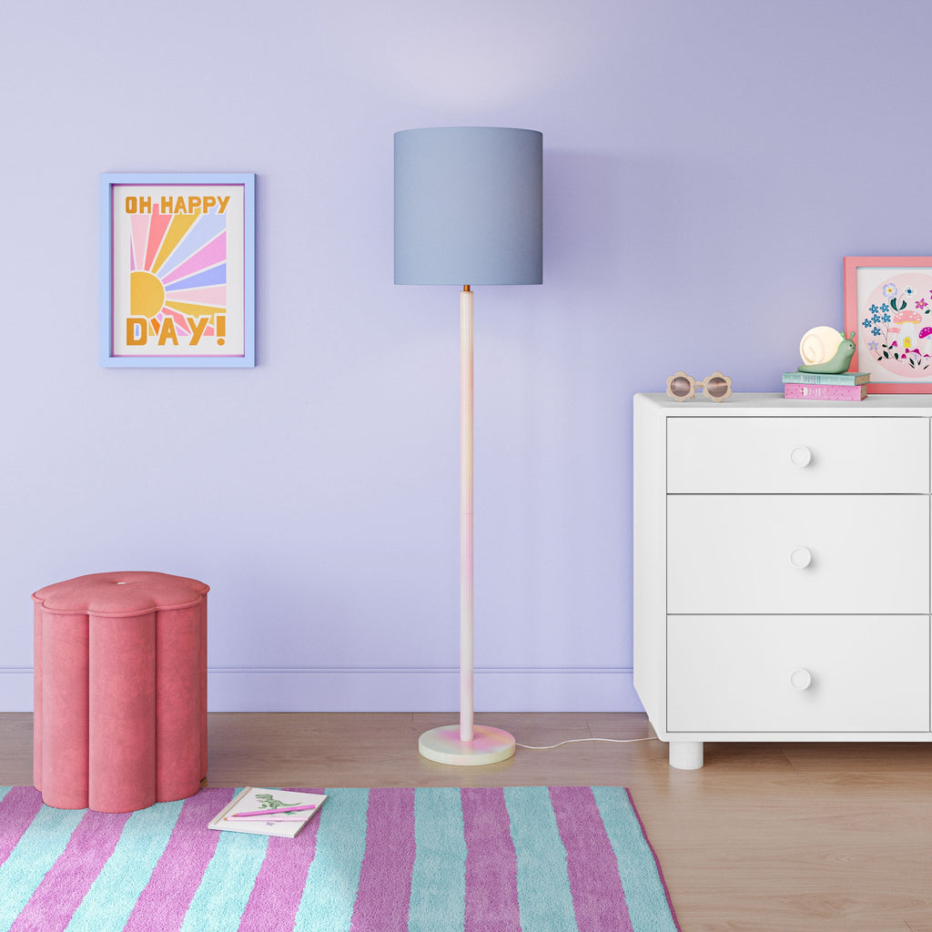 Cozylumi™ Kids Iridescent Floor Lamp with Aqua Fabric Shade