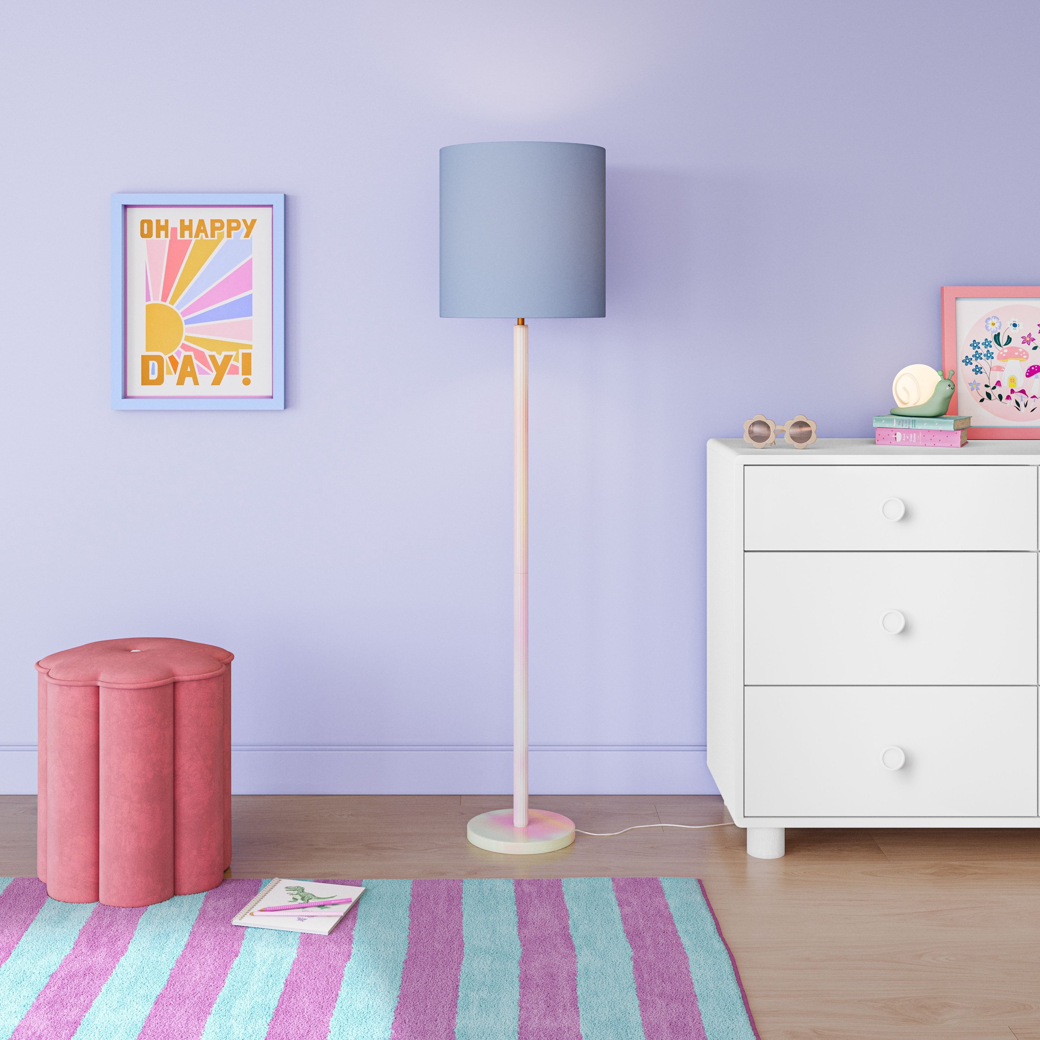 Cozylumi™ Kids Iridescent Floor Lamp with Aqua Fabric Shade