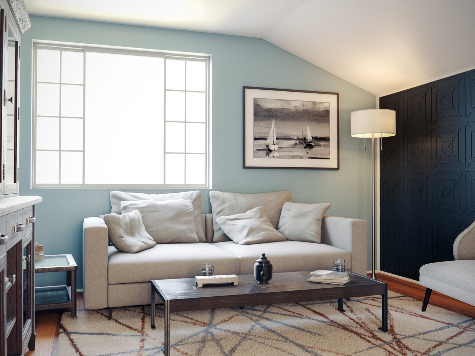 Cozylumi™ Stowe 61'' Floor Lamp with White Fabric Drum Shade Transitional Floor Light